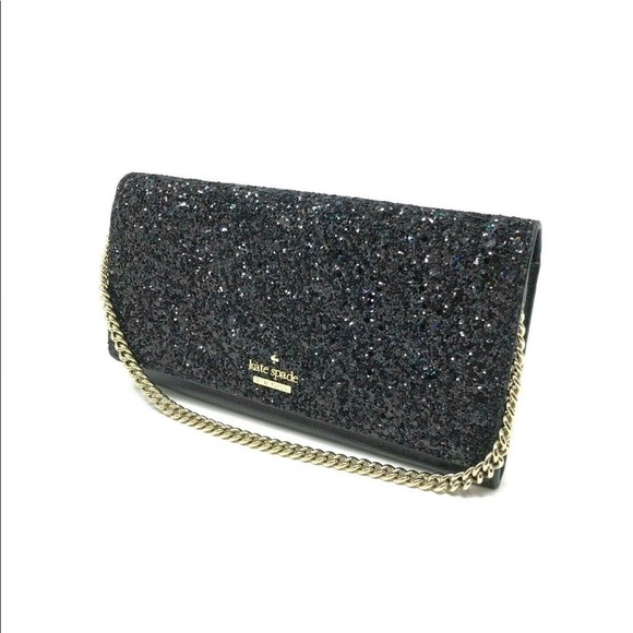 Kate Spade Black Milou Laurel Way Glitter Wristlet - Picture 5 of 7